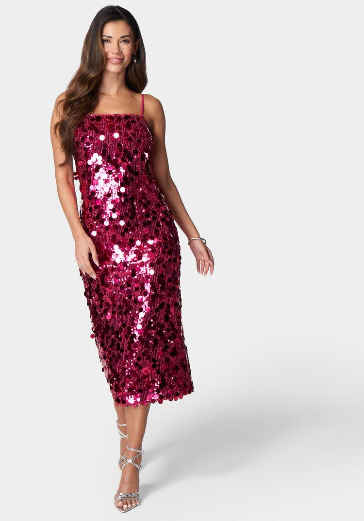 bebe Sequin Midi Dress