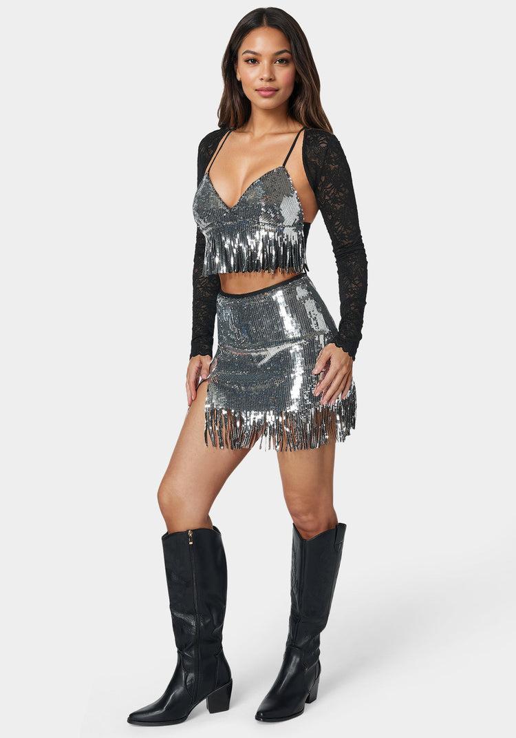 Bebe Sequins Mini Skort
