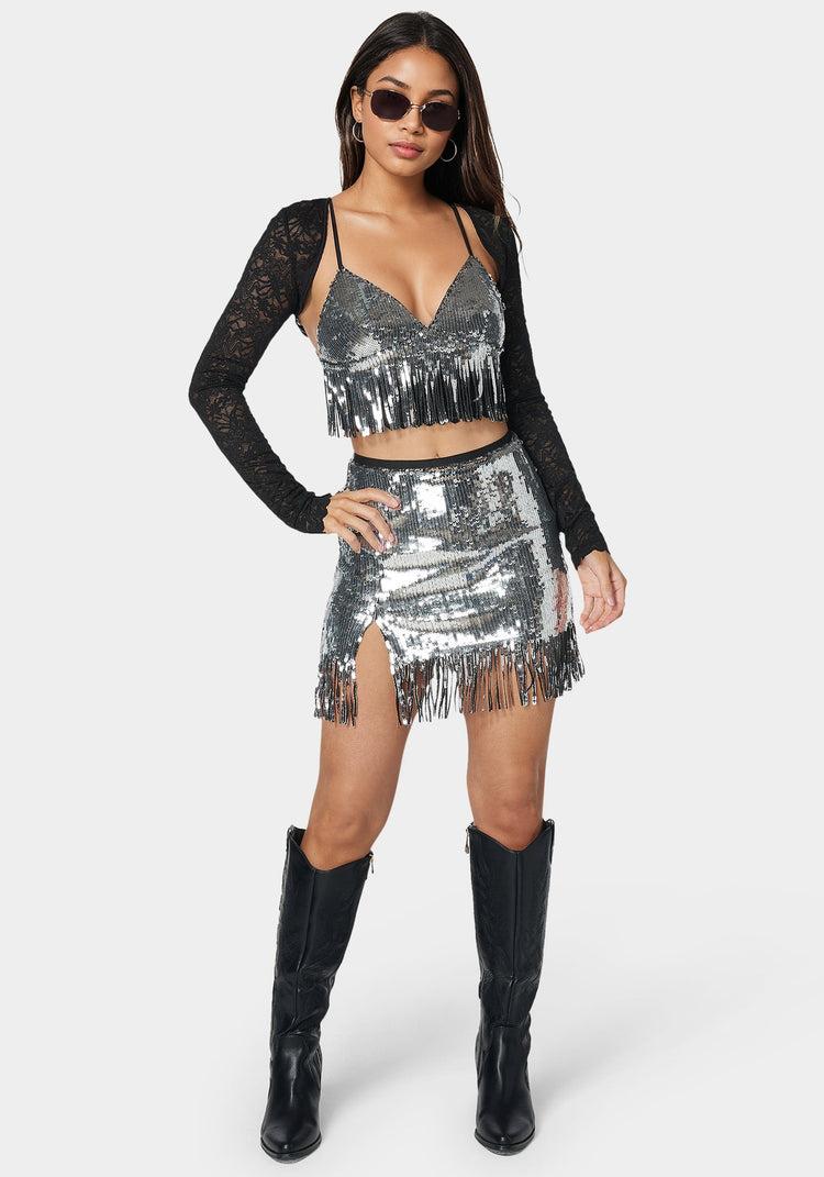 bebe Sequins Mini Skort