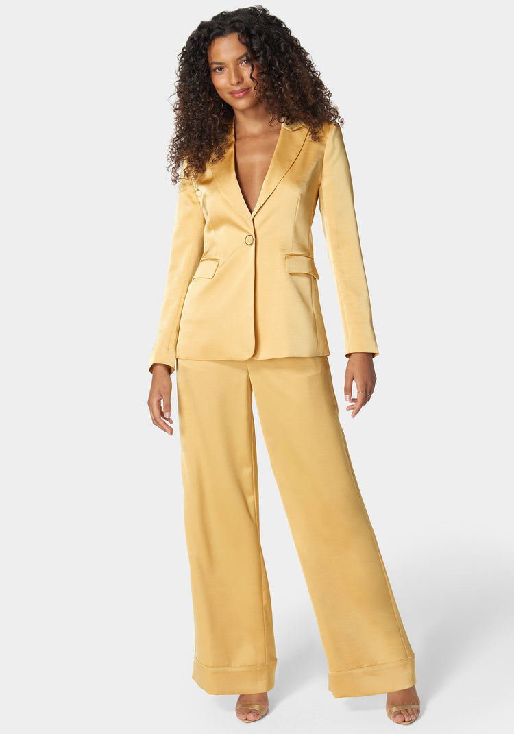 Bebe Single Breast Tailored Satin Jacket
