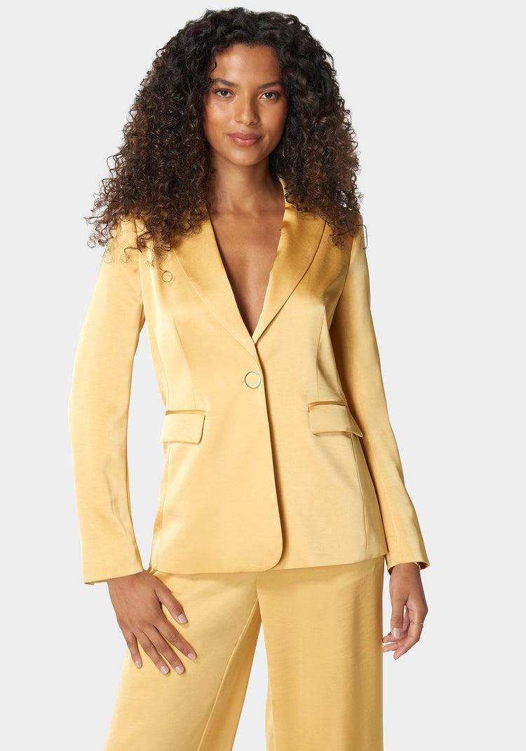 Bebe Single Breast Tailored Satin Jacket