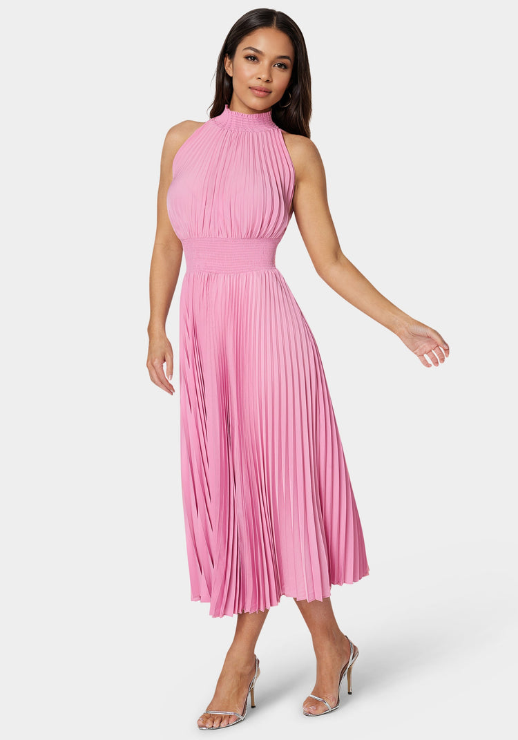 Bebe Sleeveless Pleated Dress