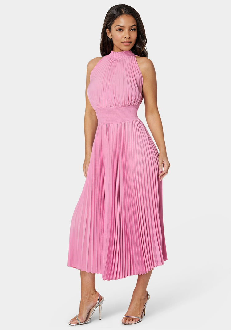 bebe Sleeveless Pleated Dress