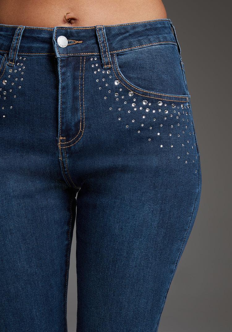 Bebe Bebe Slim Jean Embellished With Crystals By Swarovski