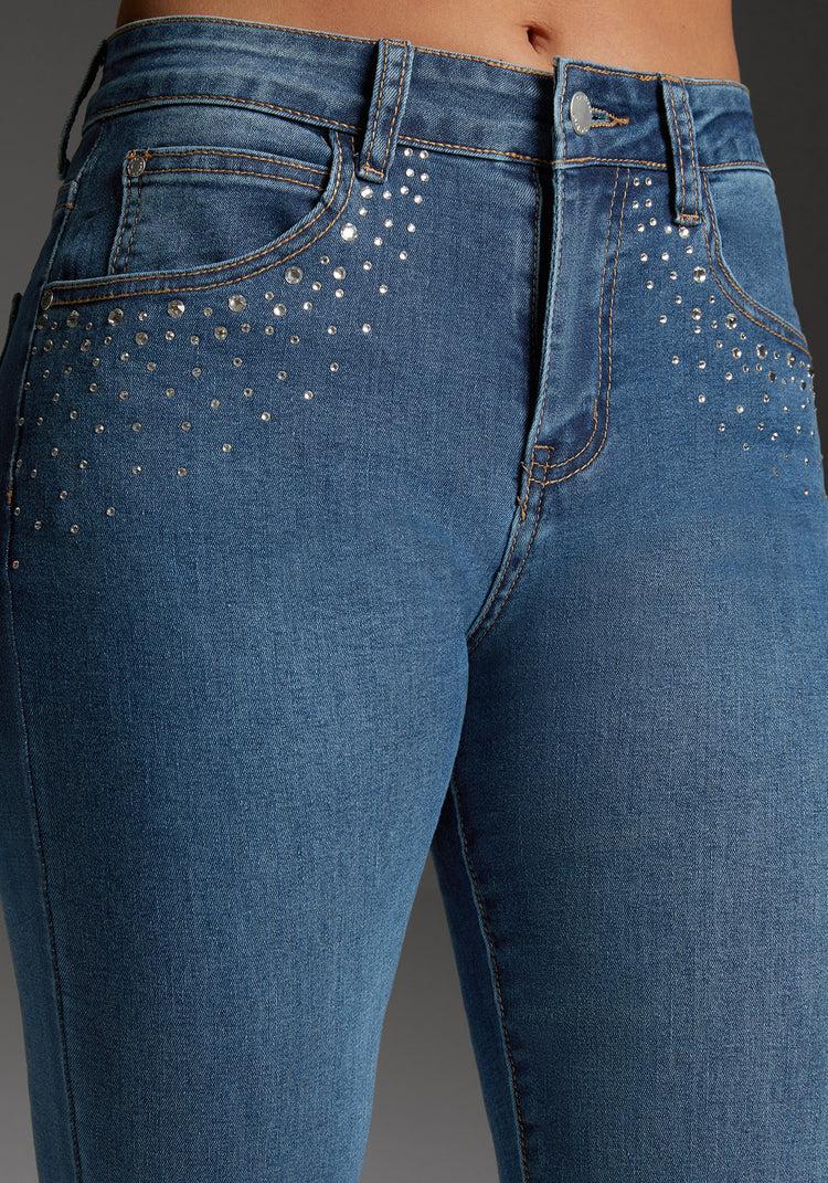 Bebe Bebe Slim Jean Embellished With Crystals By Swarovski