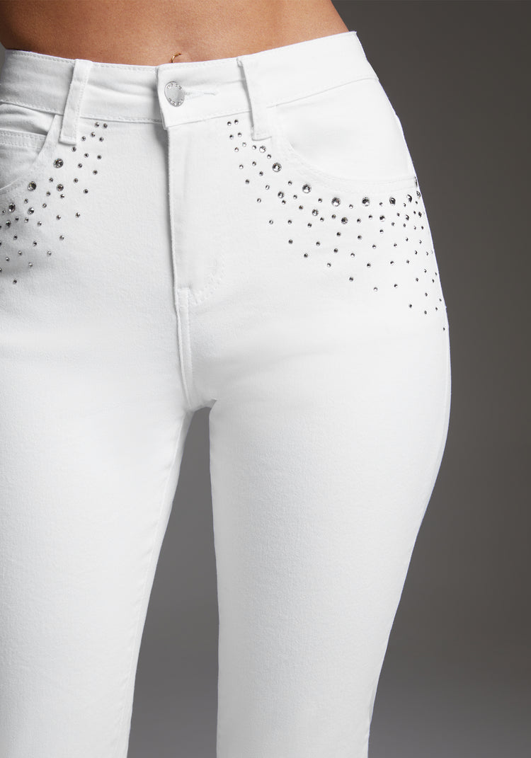 Bebe Bebe Slim Jean Embellished With Crystals By Swarovski