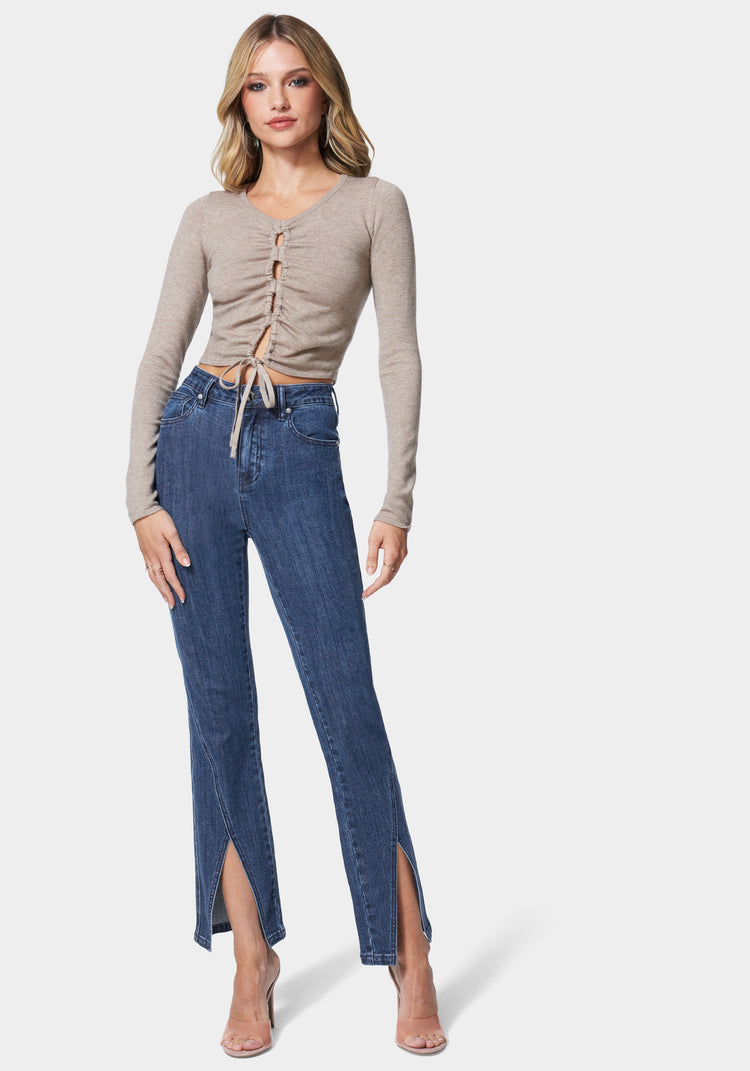 Bebe Slit Hem Slim Jean
