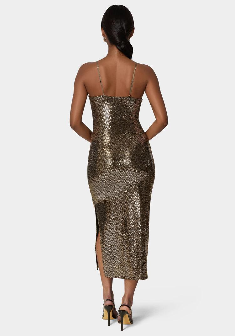 Bebe Spaghetti Gown Long Slim Maxi