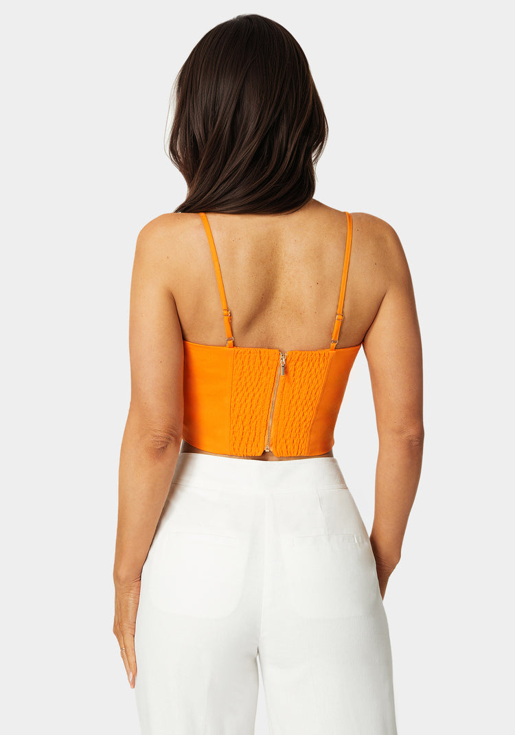 Bebe Spaghetti Strap Pleated Top