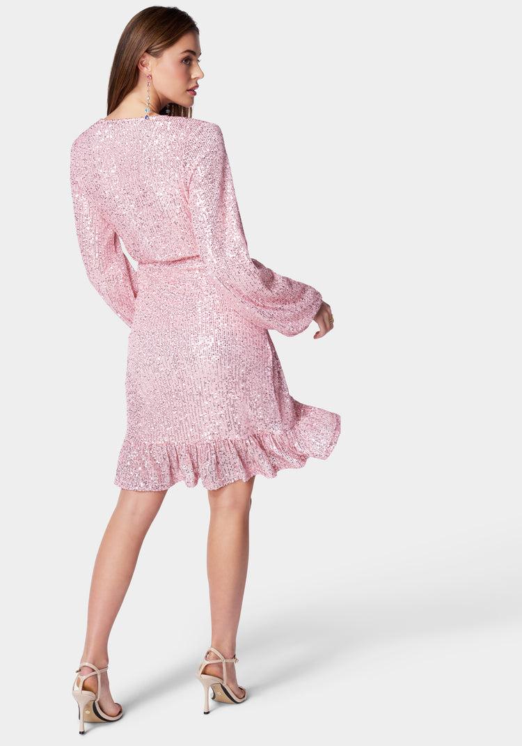 Bebe Sparkle Wrap Mini Dress