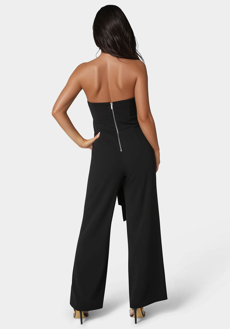 Bebe Strapless Feather Jumpsuit