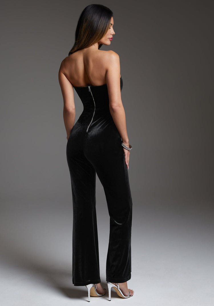 Bebe Strapless Velvet Jumpsuit