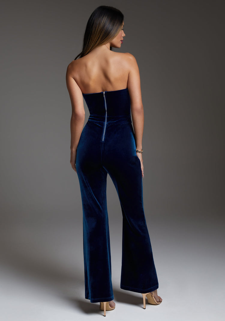 Bebe Strapless Velvet Jumpsuit
