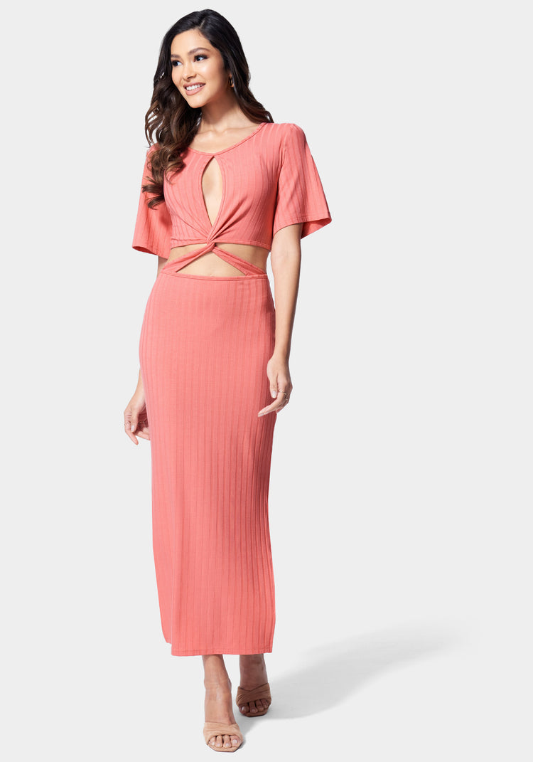 Bebe Strappy Cutout Knit Midi Dress