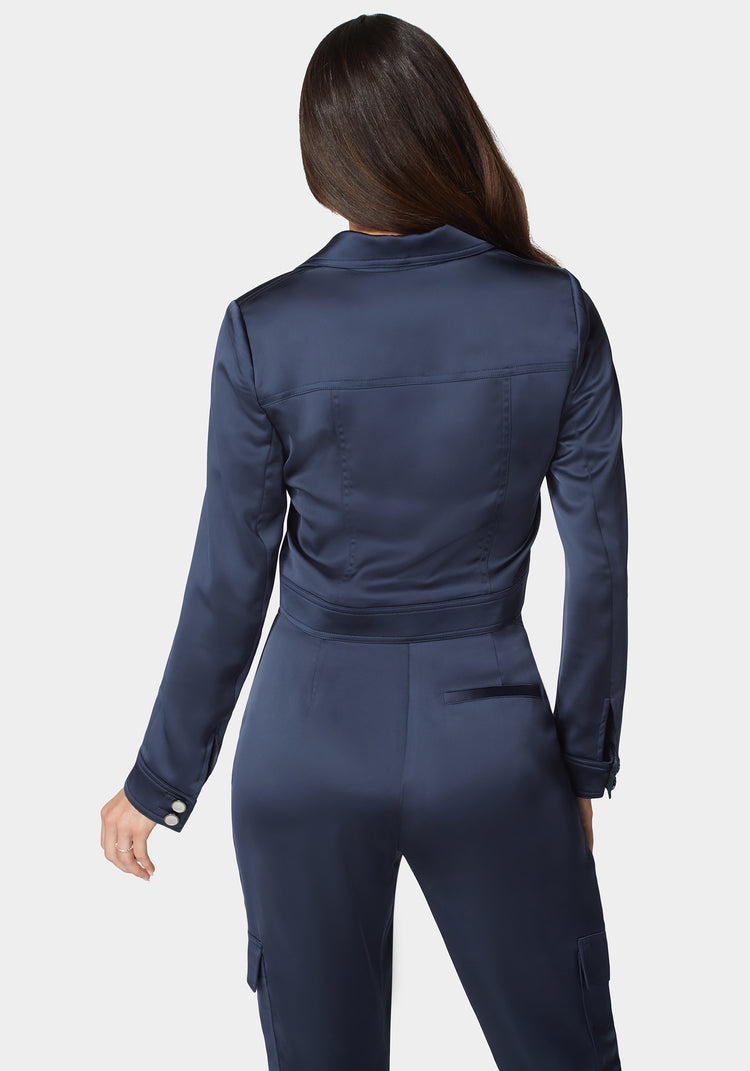 Bebe Stud Detail Tailored Satin Blazer