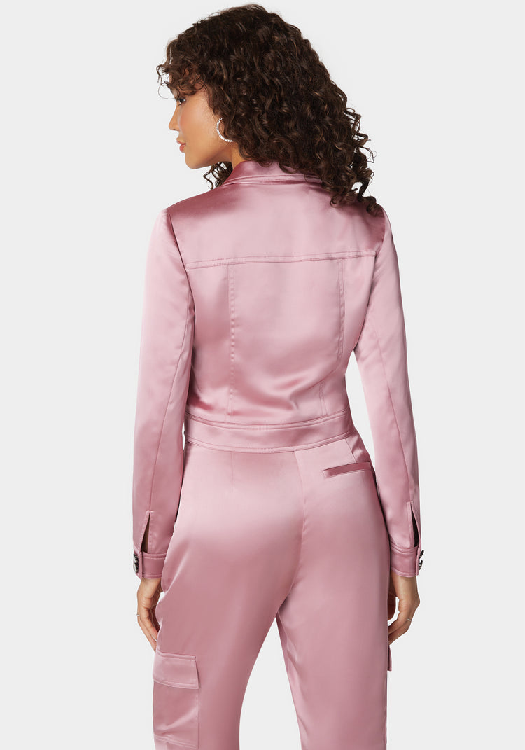 Bebe Stud Detail Tailored Satin Blazer