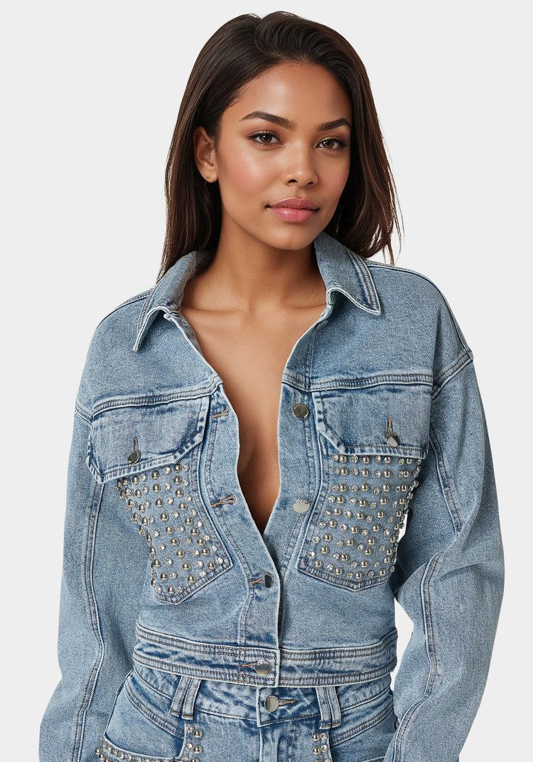 Bebe Studded Denim Jacket
