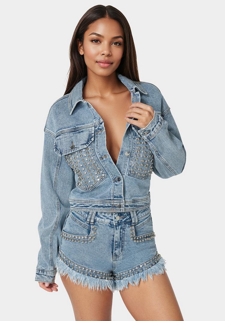 bebe Studded Denim Jacket