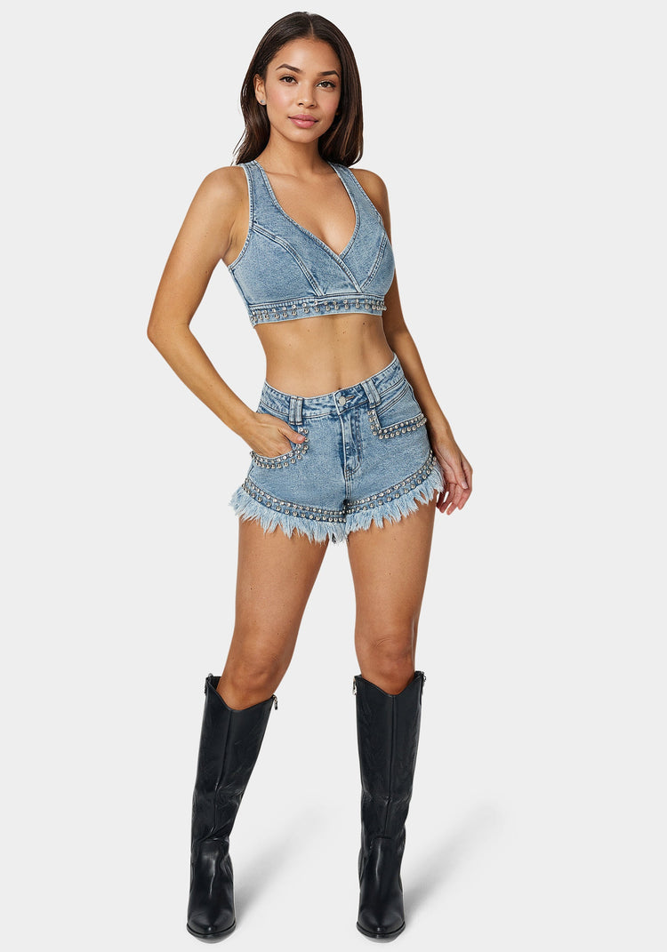 Bebe Studded Denim Top