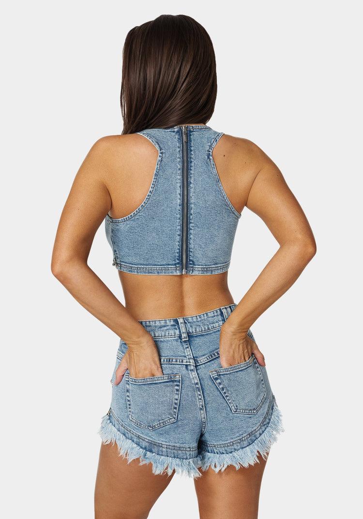 Bebe Studded Denim Top