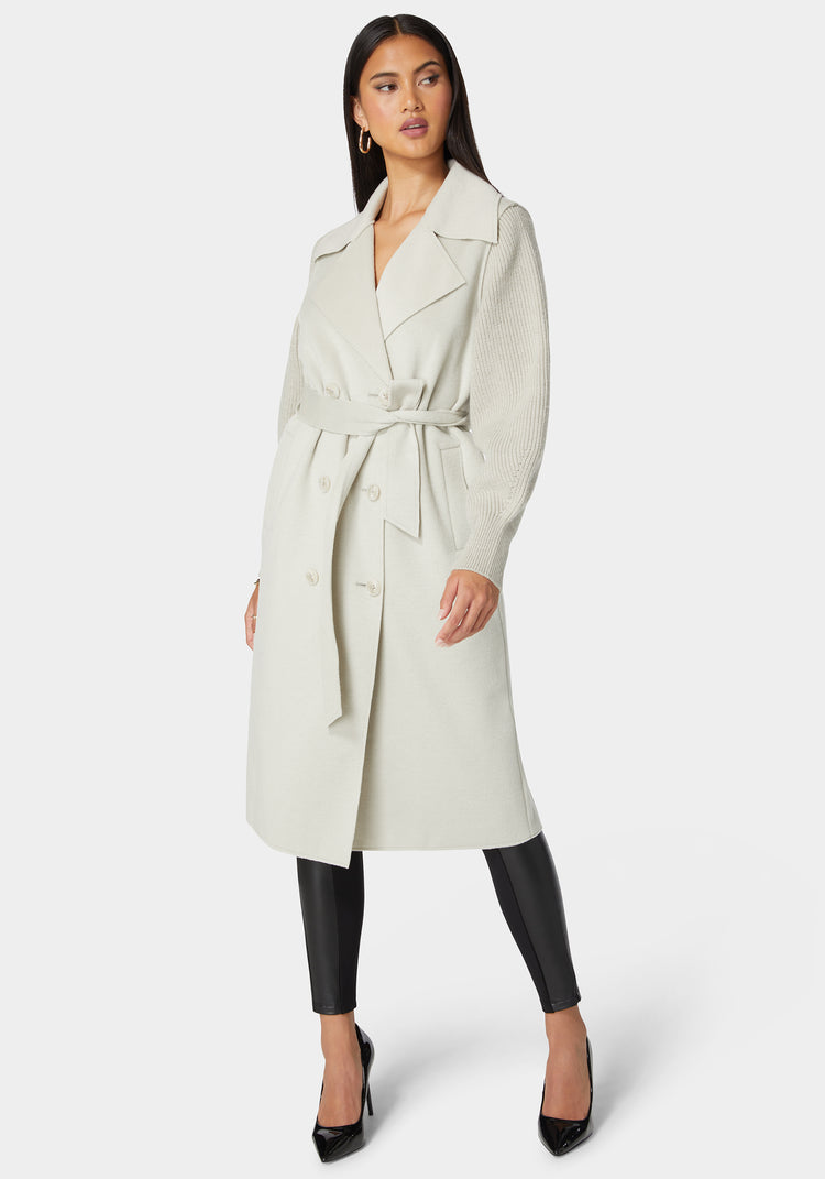 bebe Sweater Sleeve Double Face Coat