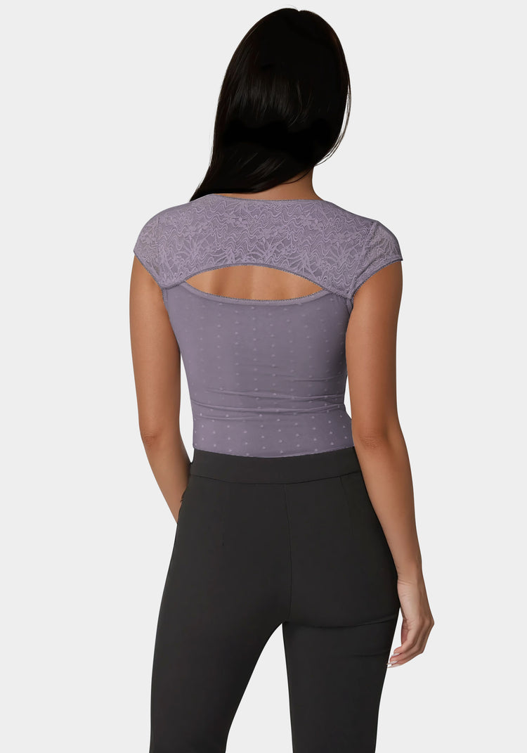 Bebe Swiss Dot Lace Bodysuit