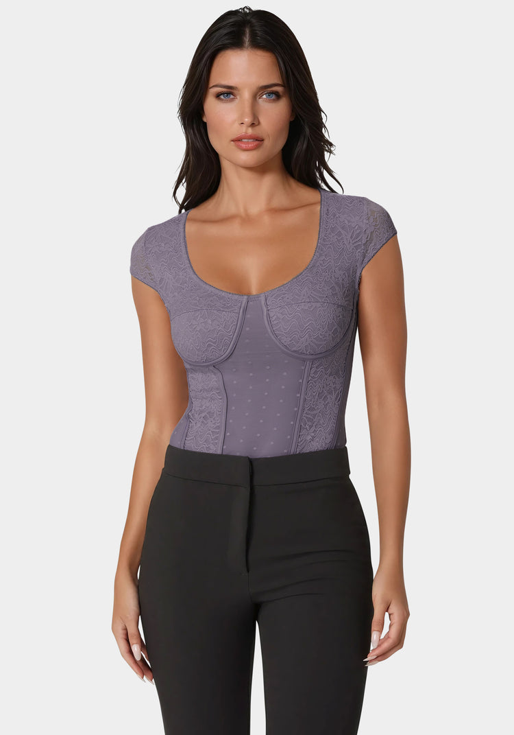 bebe Swiss Dot Lace Bodysuit