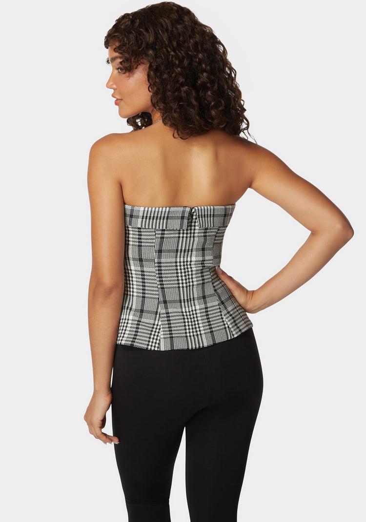 Bebe Tailored Button Trim Novelty Jacquard Corset