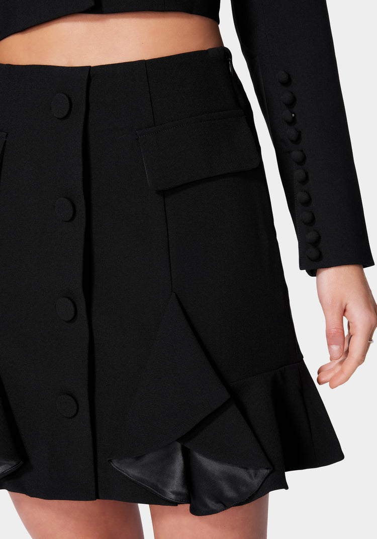 Bebe Tailored Flounce Mini Skirt