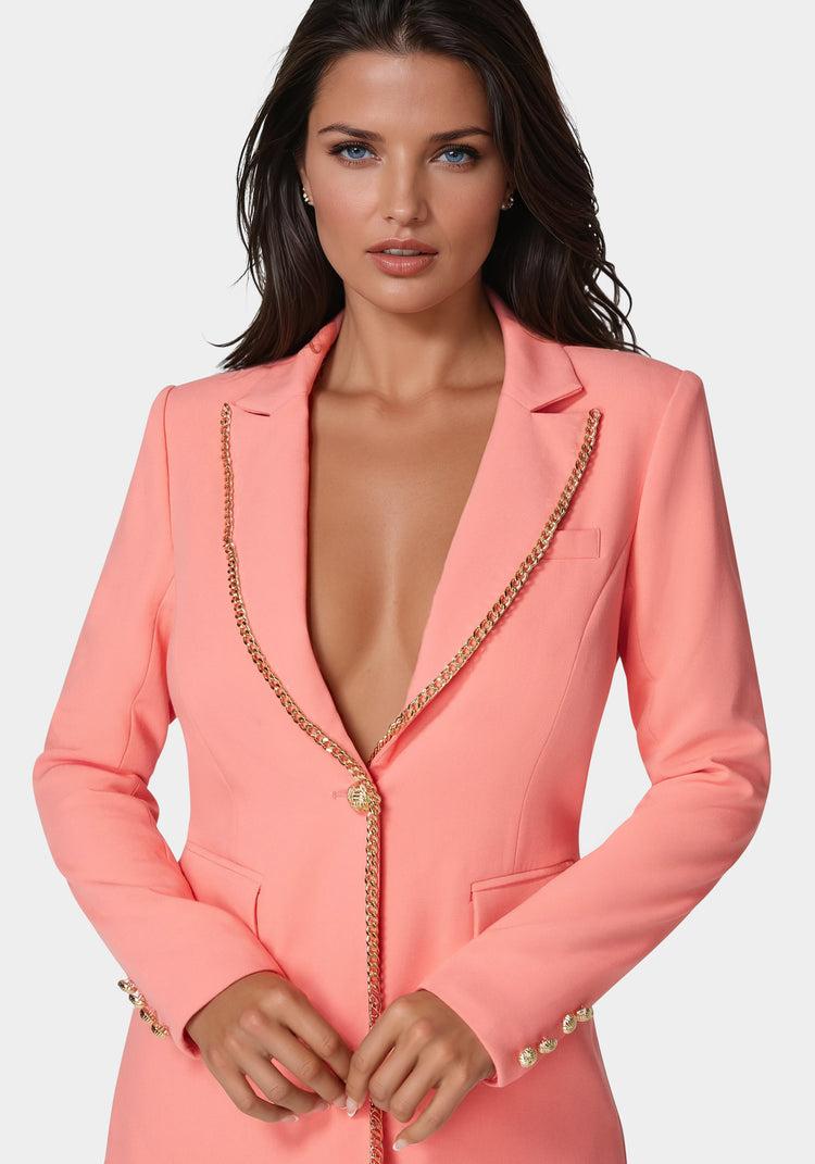 Bebe Tailored Gold Chain Trim Jacket