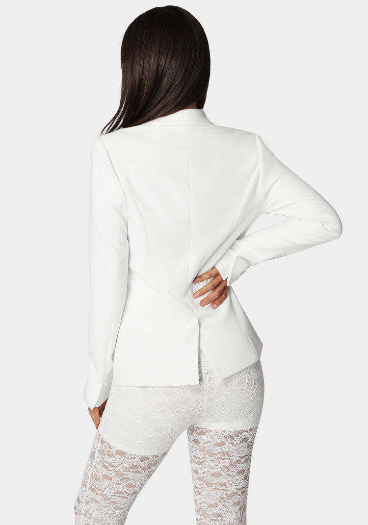 Bebe Tailored Lace Combo Blazer