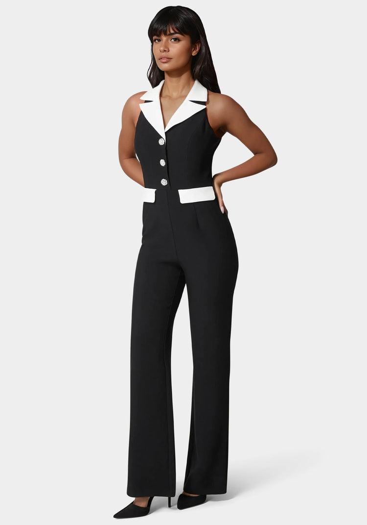 Bebe Tailored Straight Flared Jumpsuit