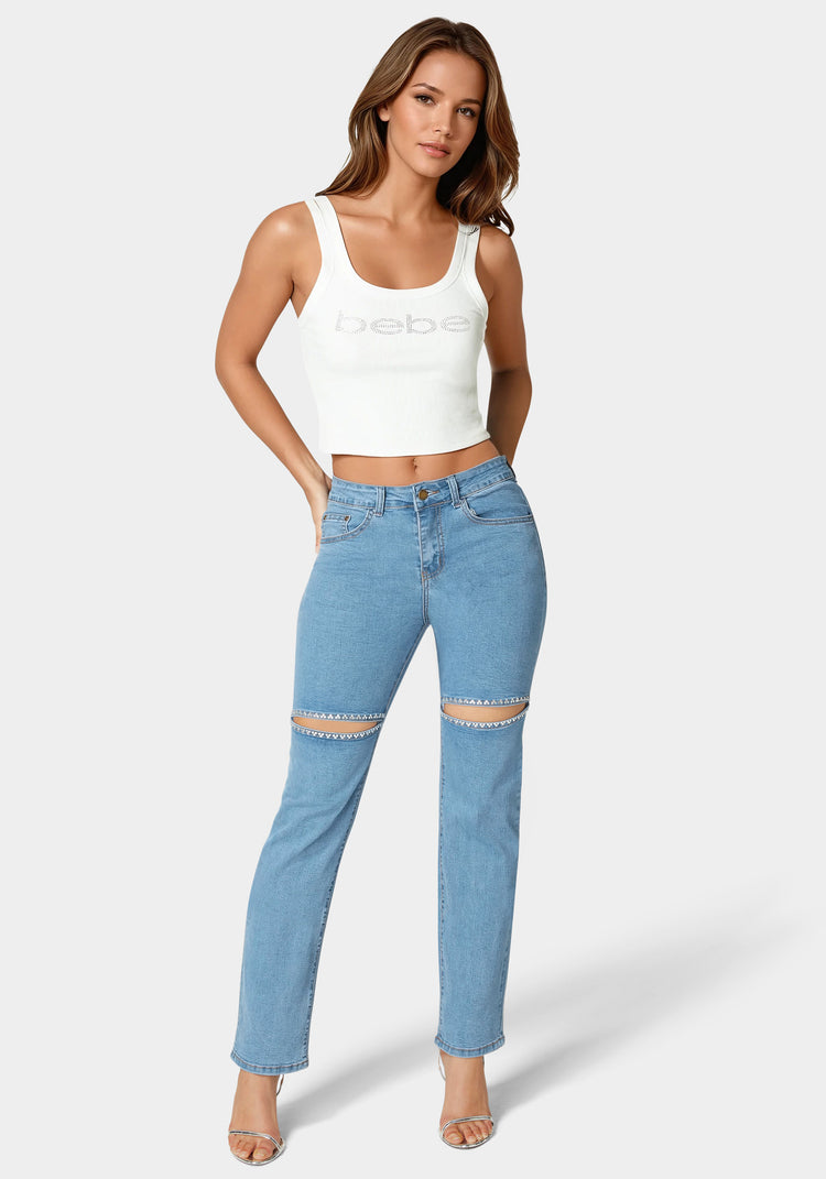 Bebe The Bling Slit Jean
