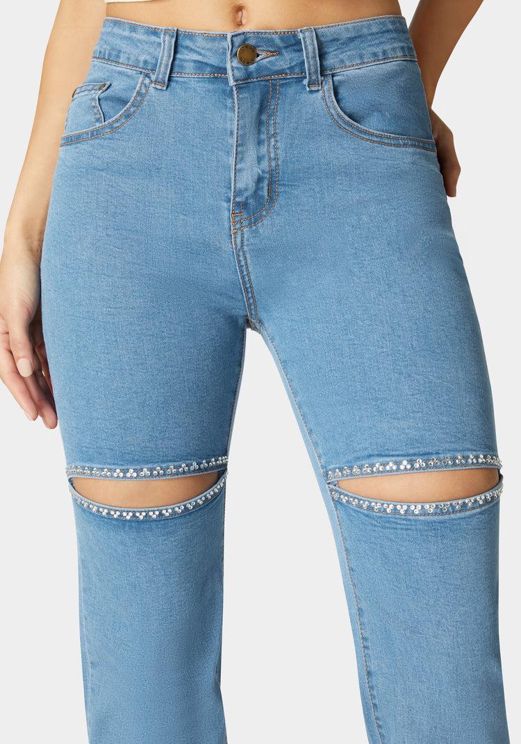 Bebe The Bling Slit Jean