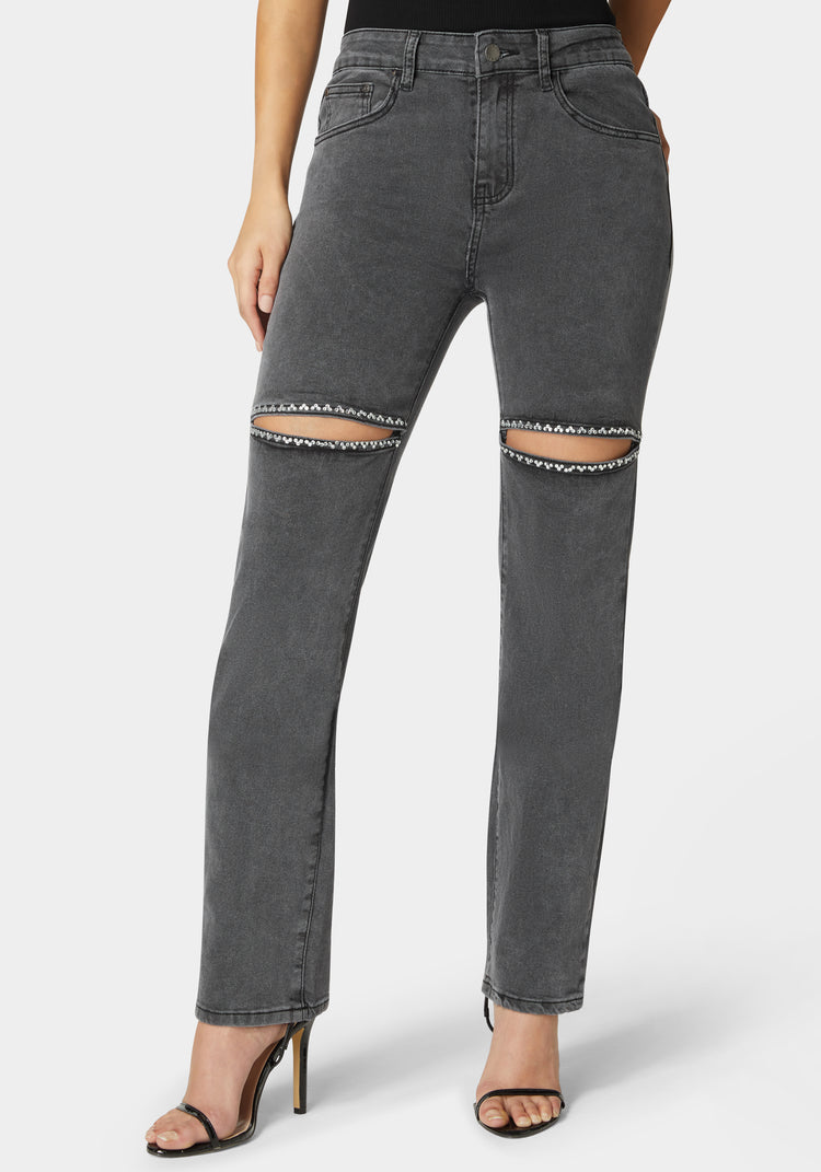 bebe The Bling Slit Jean