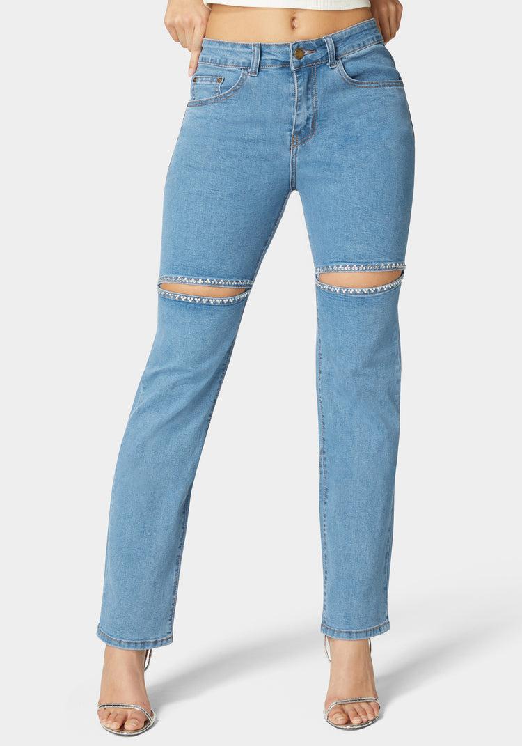 bebe The Bling Slit Jean