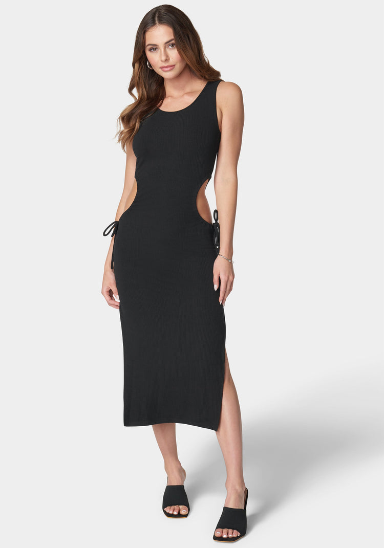 bebe Tie Side Cutout Slit Dress