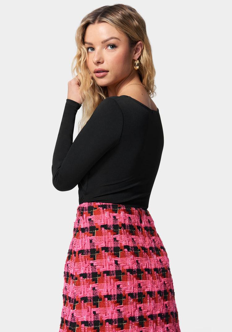 Bebe Twist Front Long Sleeve Bodysuit