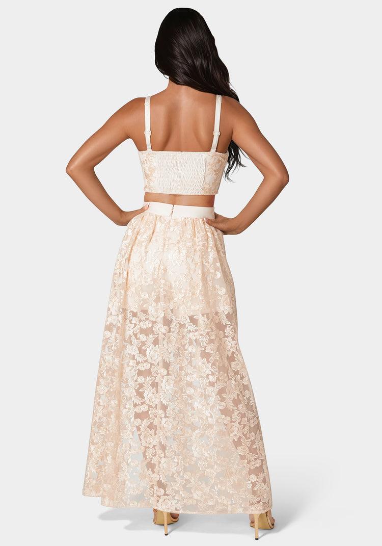 Bebe Two Piece Embroidered Gown