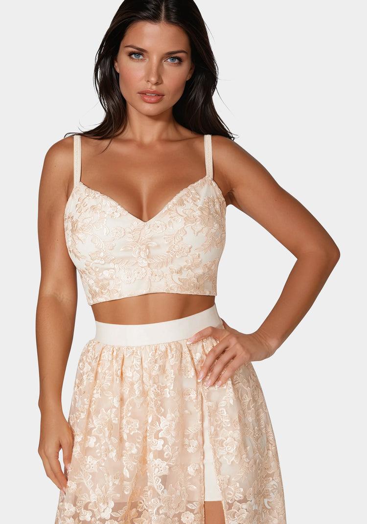 Bebe Two Piece Embroidered Gown