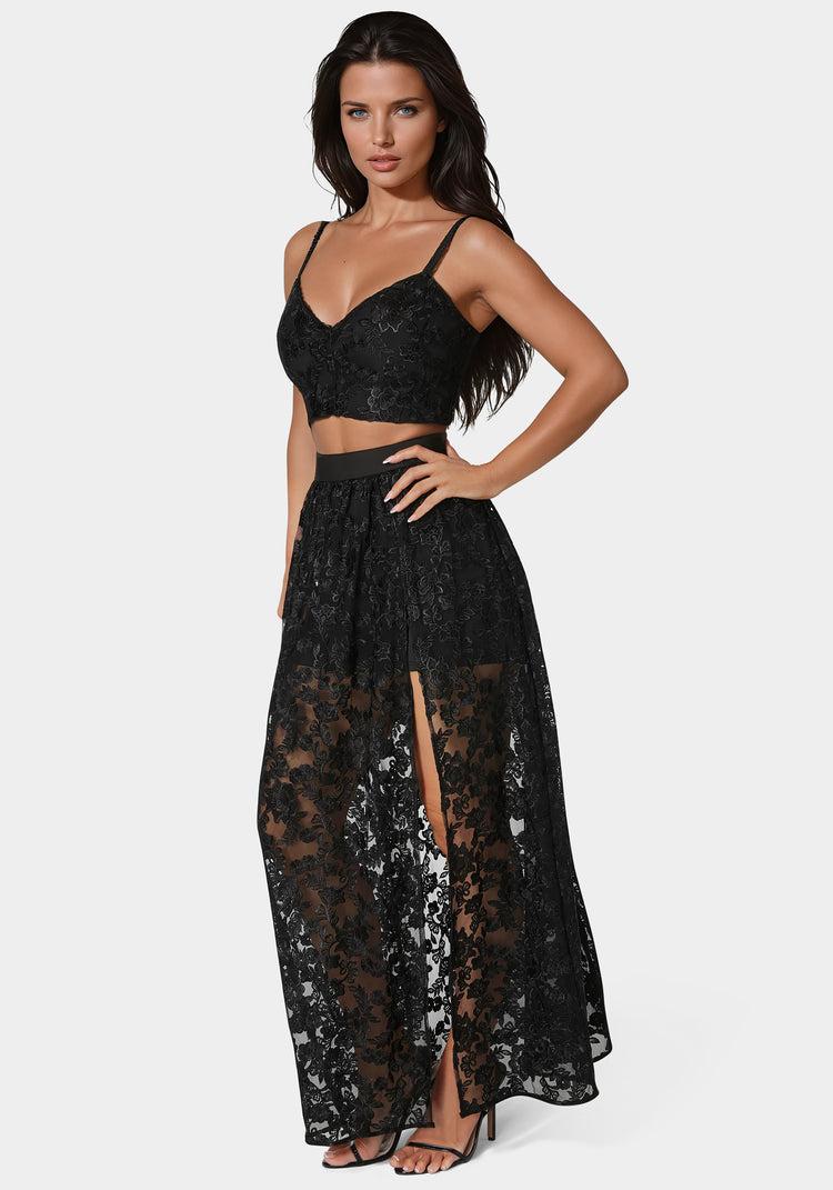 Bebe Two Piece Embroidered Gown
