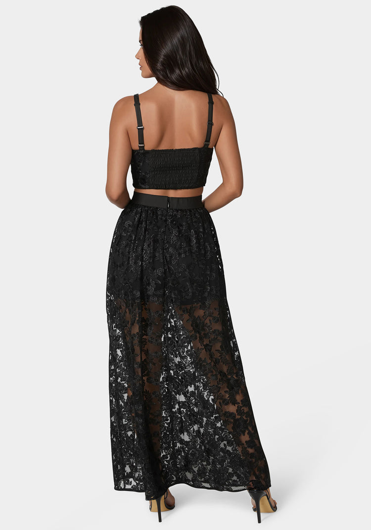 Bebe Two Piece Embroidered Gown