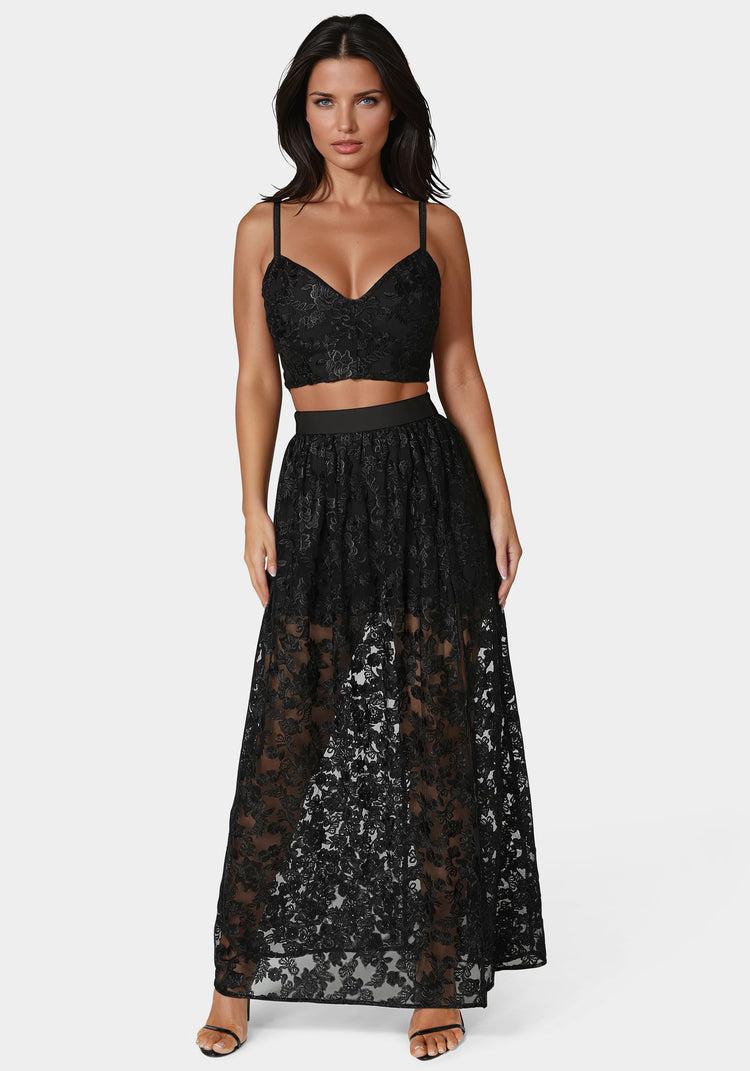bebe Two Piece Embroidered Gown