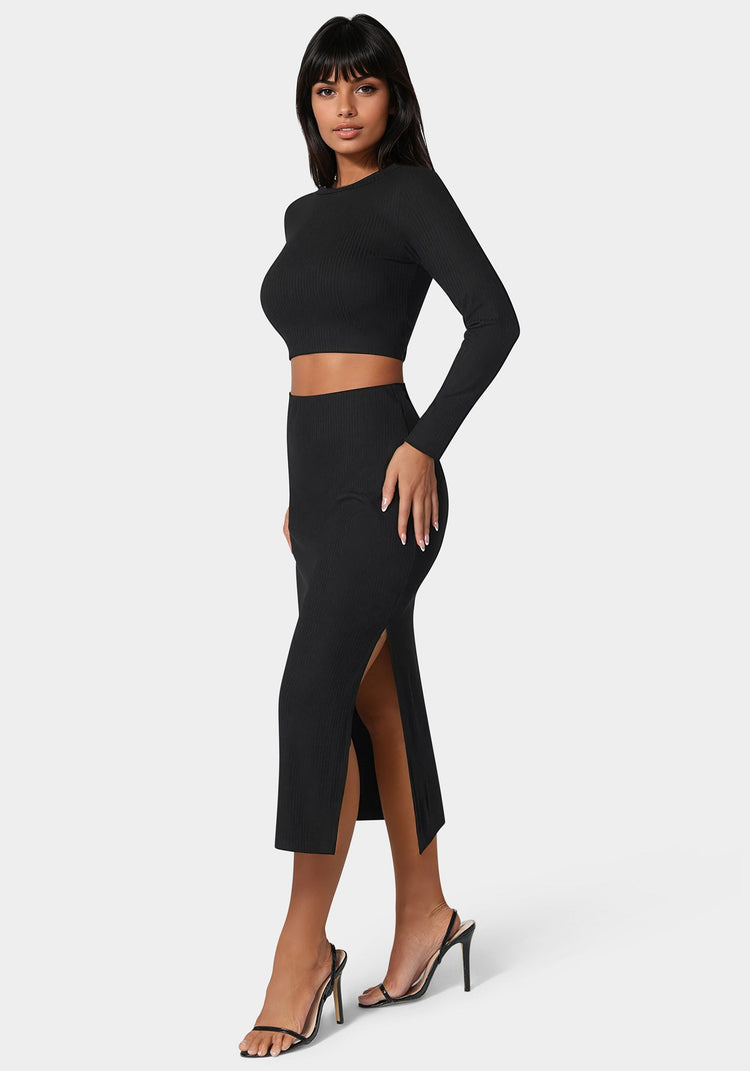 Bebe Two Piece Rib Sweater Set