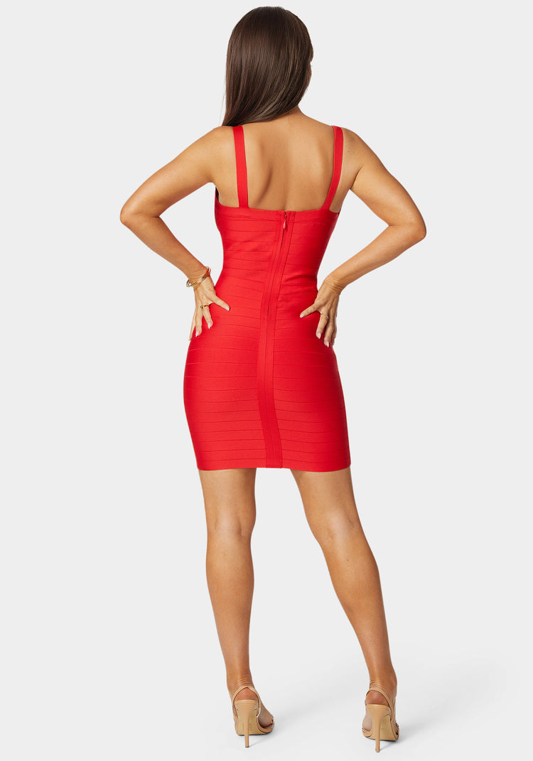 Bebe V-Neck Strap Bandage Dress