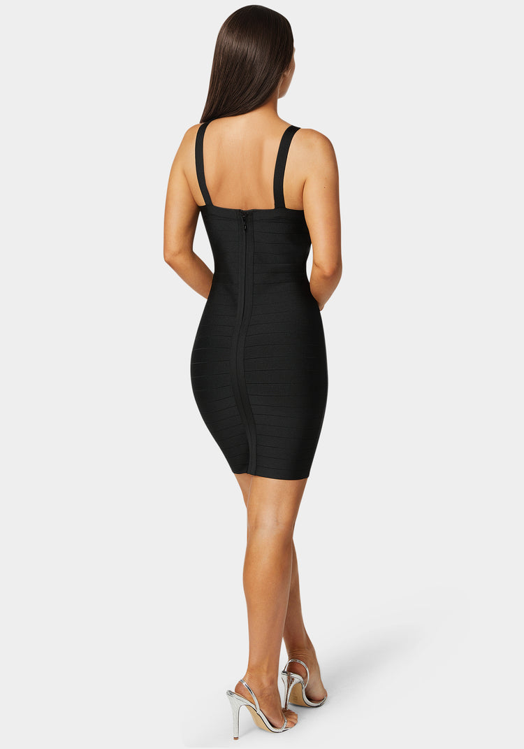 Bebe V-Neck Strap Bandage Dress