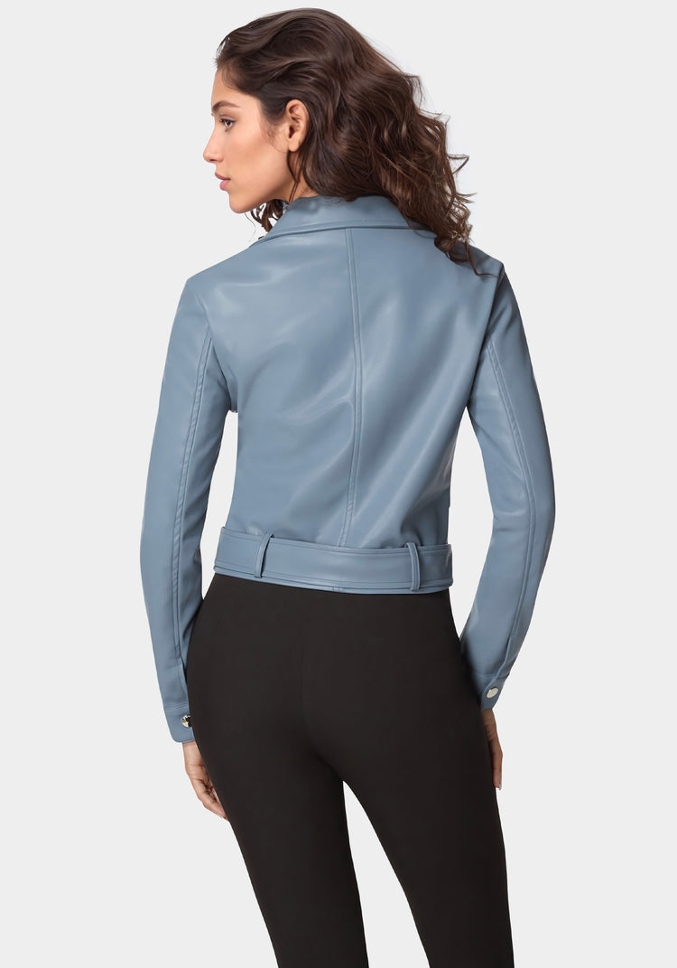 Bebe Vegan Leather Zipper Detail Moto Jacket