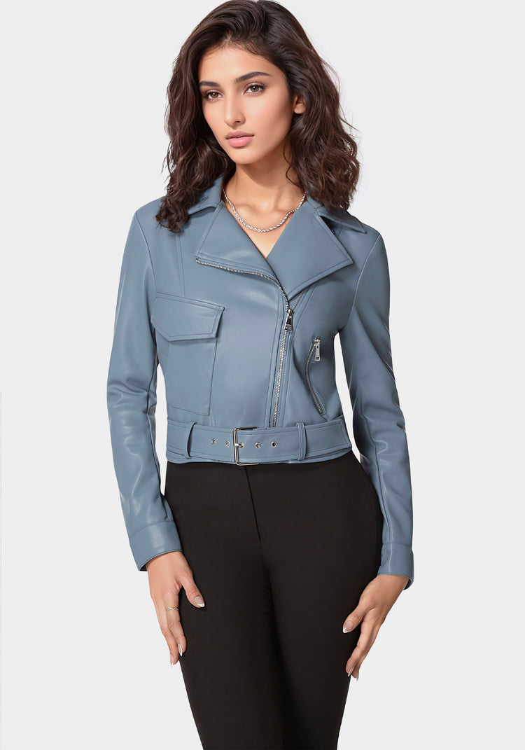bebe Vegan Leather Zipper Detail Moto Jacket