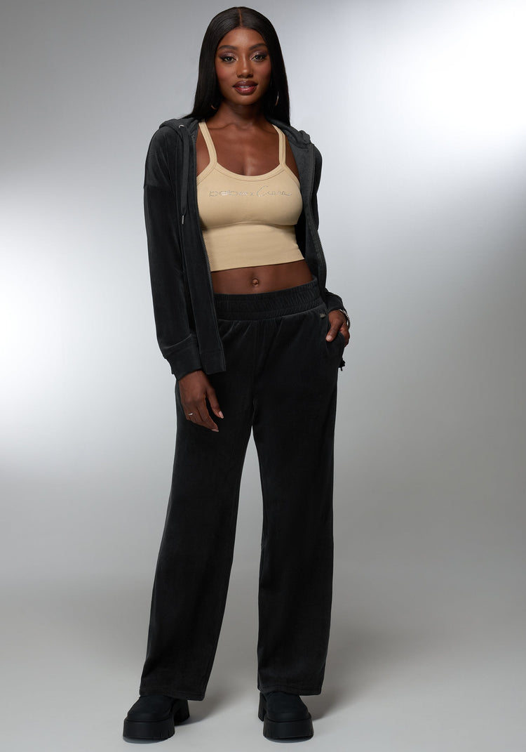 Bebe Velour Corded Wide Leg Pant