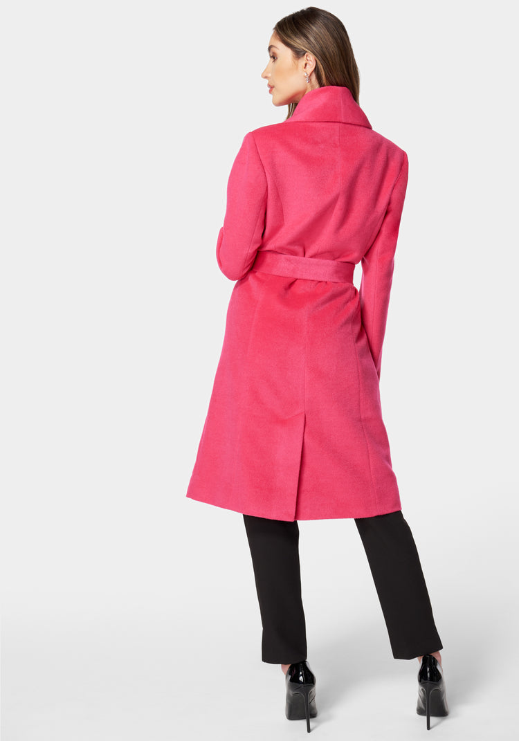 Bebe Wool Blended Shawl Collar Wrap Coat